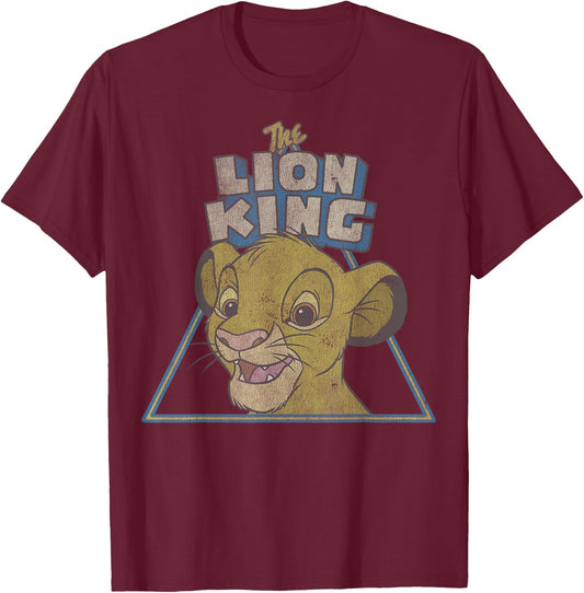 Disney Lion King Retro Cute Simba Face T-Shirt - T-Shirt | Maroon