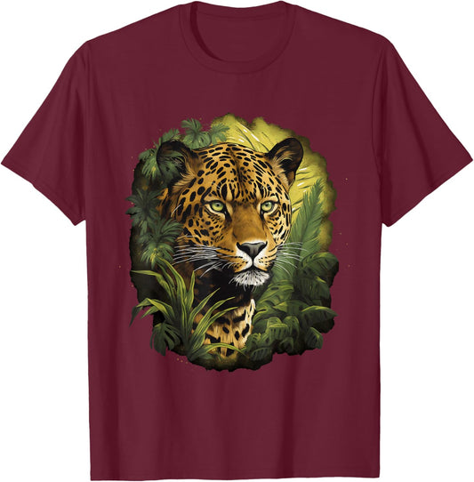 Jaguar Big Cat Lover Print Graphic Design Men Women Kids T-Shirt - T-Shirt | Maroon