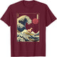Greyhound Japanese Kanagawa Wave Funny Surf Dog T-Shirt - T-Shirt | Maroon
