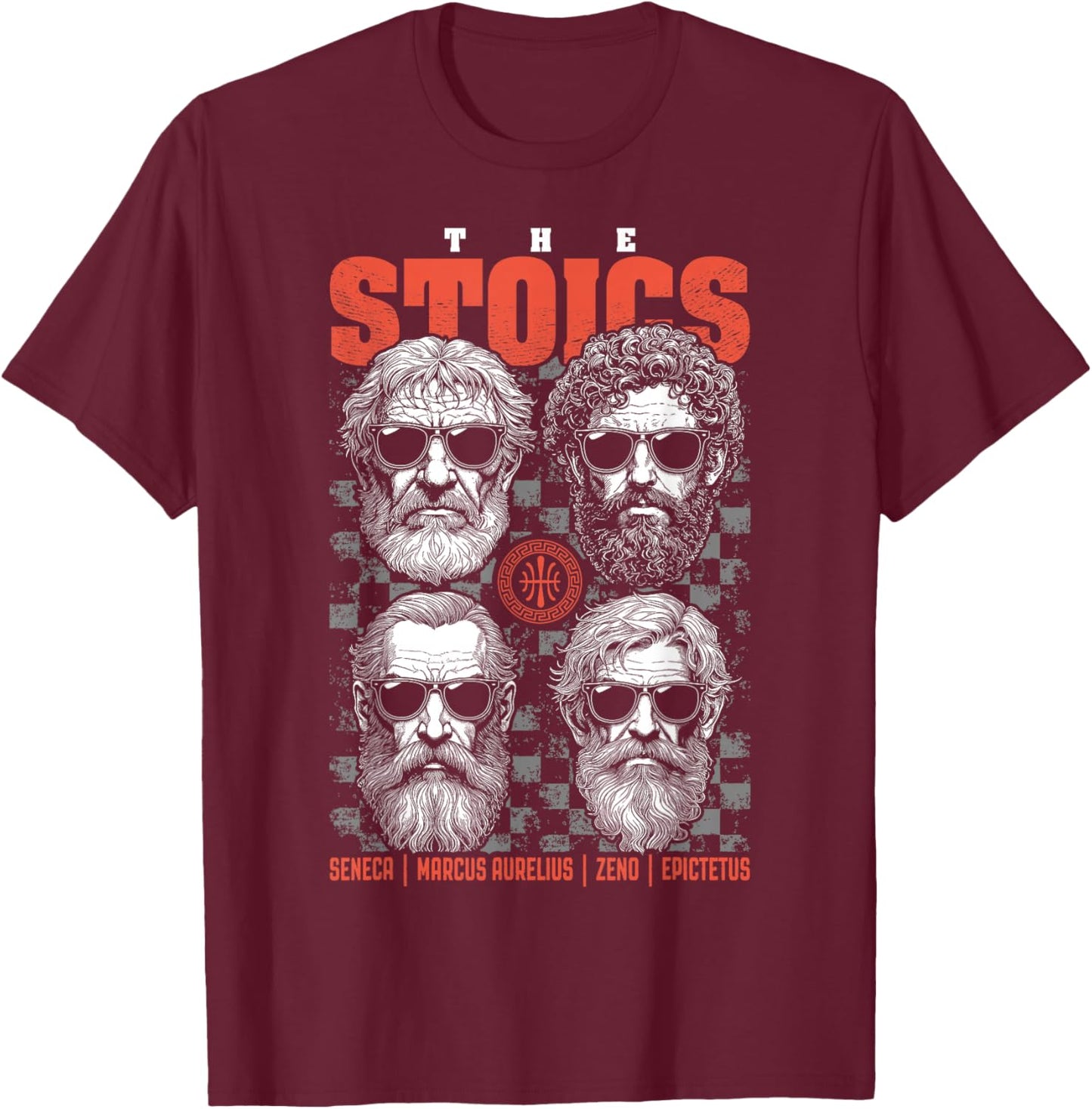 Funny Stoic Philosophy Stoics Band Philosophers , Black, S T-Shirt - T-Shirt | Maroon