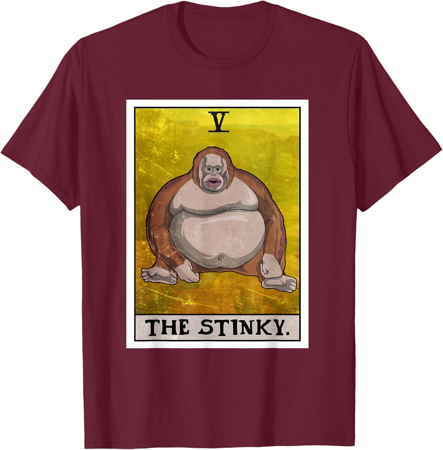 Th Stinky Meme Tarot Card Uh Oh Stinky Monkey T-Shirt - T-Shirt | Maroon