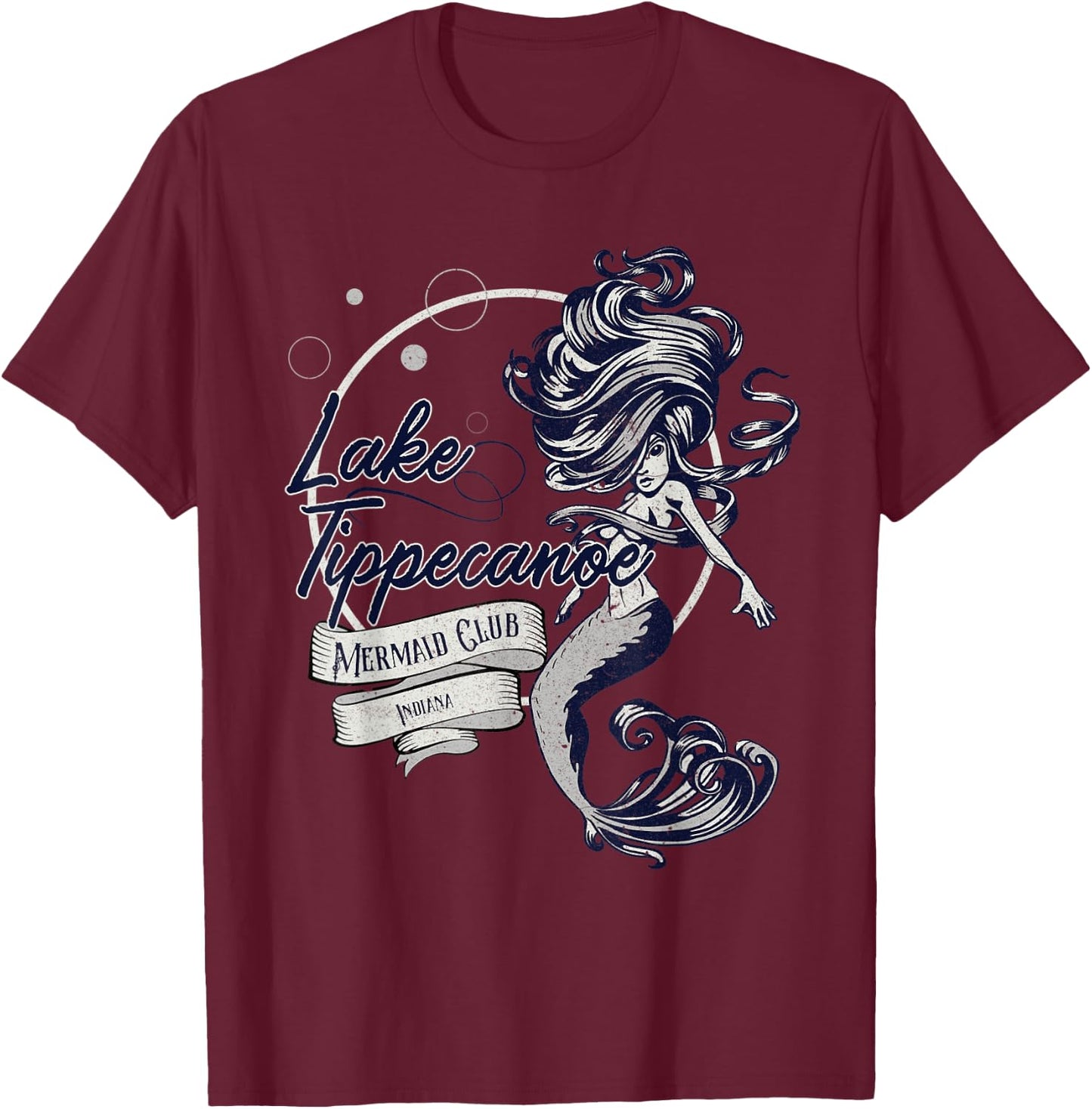 Tippecanoe Lake Mermaid Club, Indiana T-Shirt - T-Shirt | Maroon