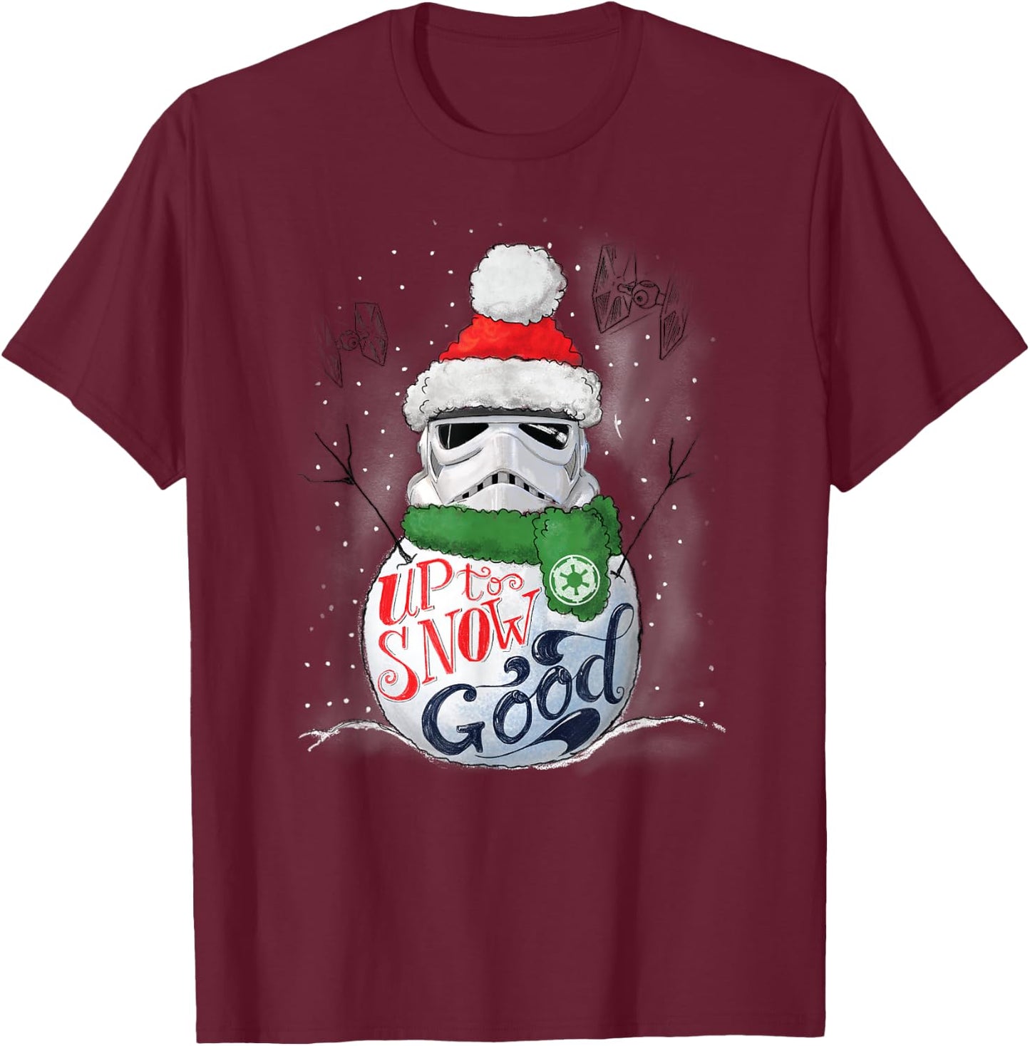 Star Wars Stormtrooper Up to Snow Good Funny Holiday T-Shirt - T-Shirt | Maroon