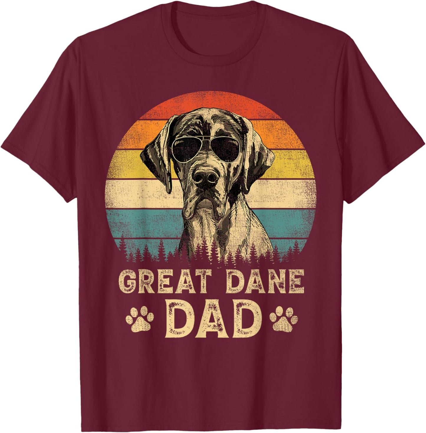 Vintage Great Dane Dad Dog Lovers Father's Day T-Shirt - T-Shirt | Maroon