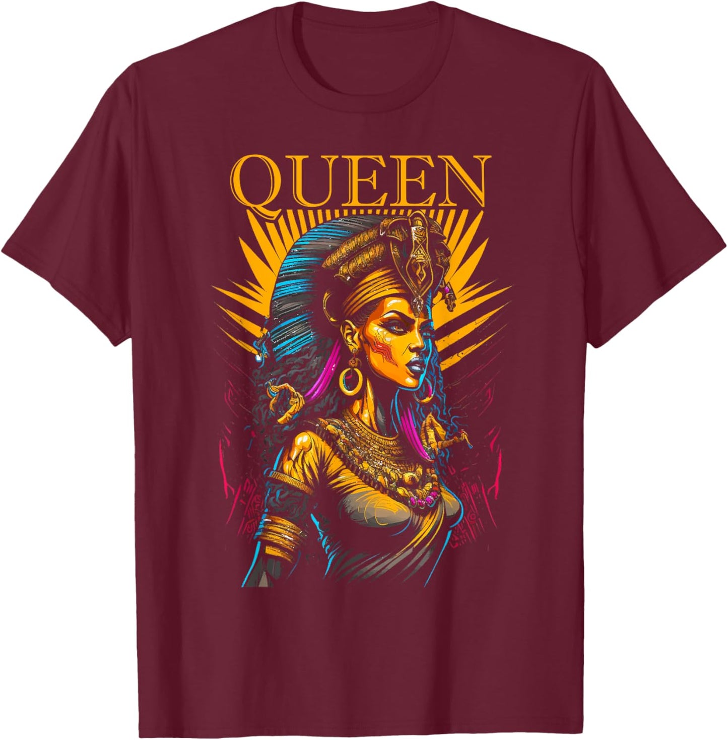Egyptian Queen Pharaoh Ancient Egypt Couples Kemet T-Shirt - T-Shirt | Maroon
