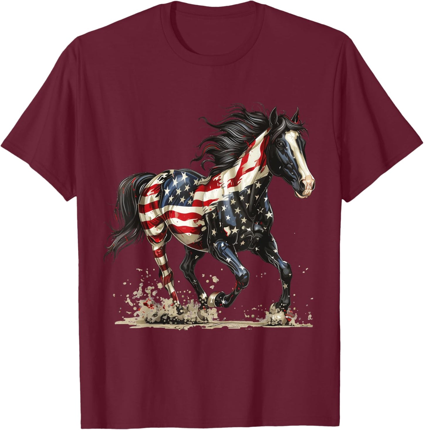 Patriotic Horse USA Flag Vintage Horse 4th of July T-Shirt - T-Shirt | Maroon
