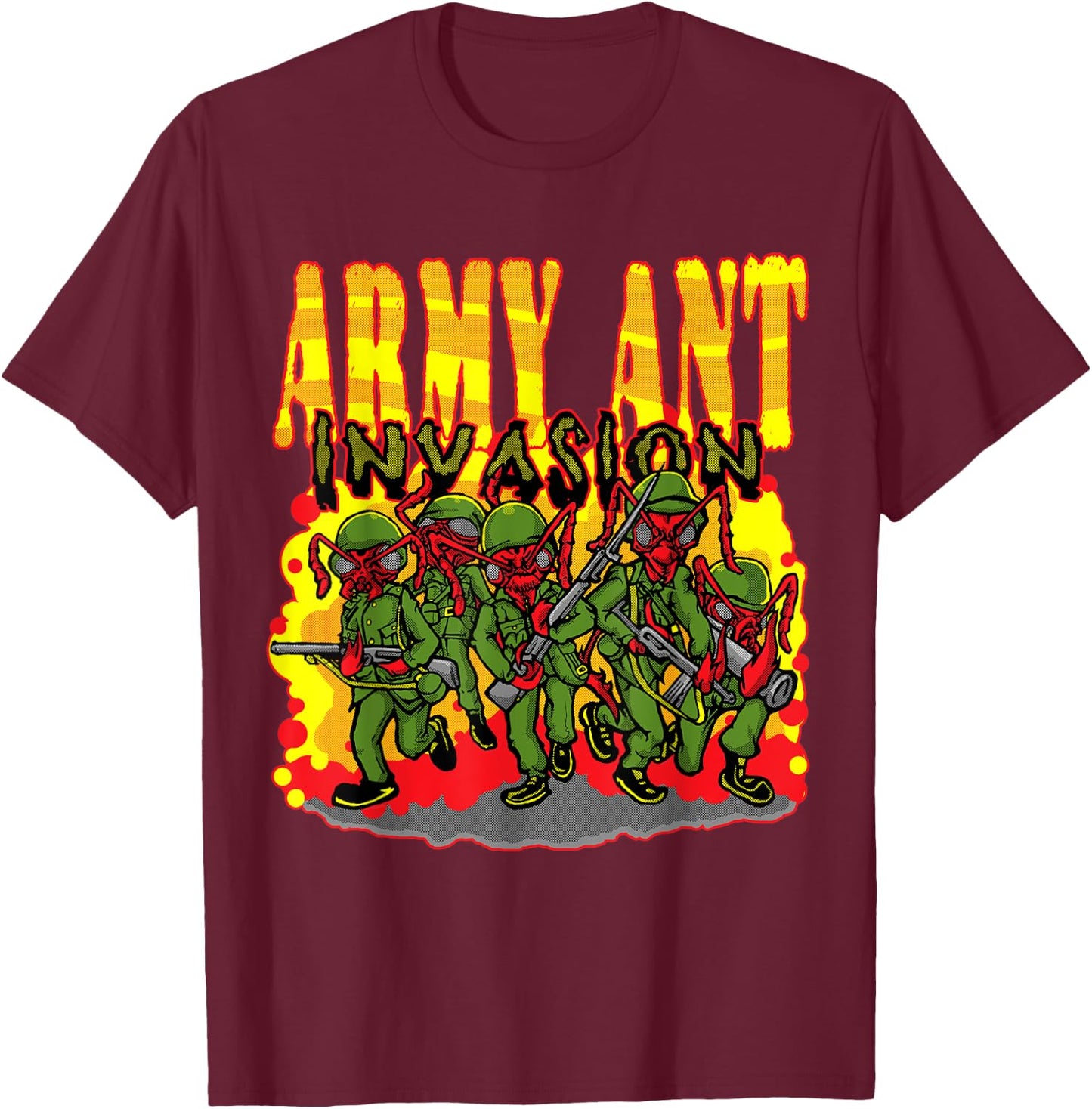 Army Ant Invasion a Horror Sci-Fi and Comic Fan T-Shirt - T-Shirt | Maroon