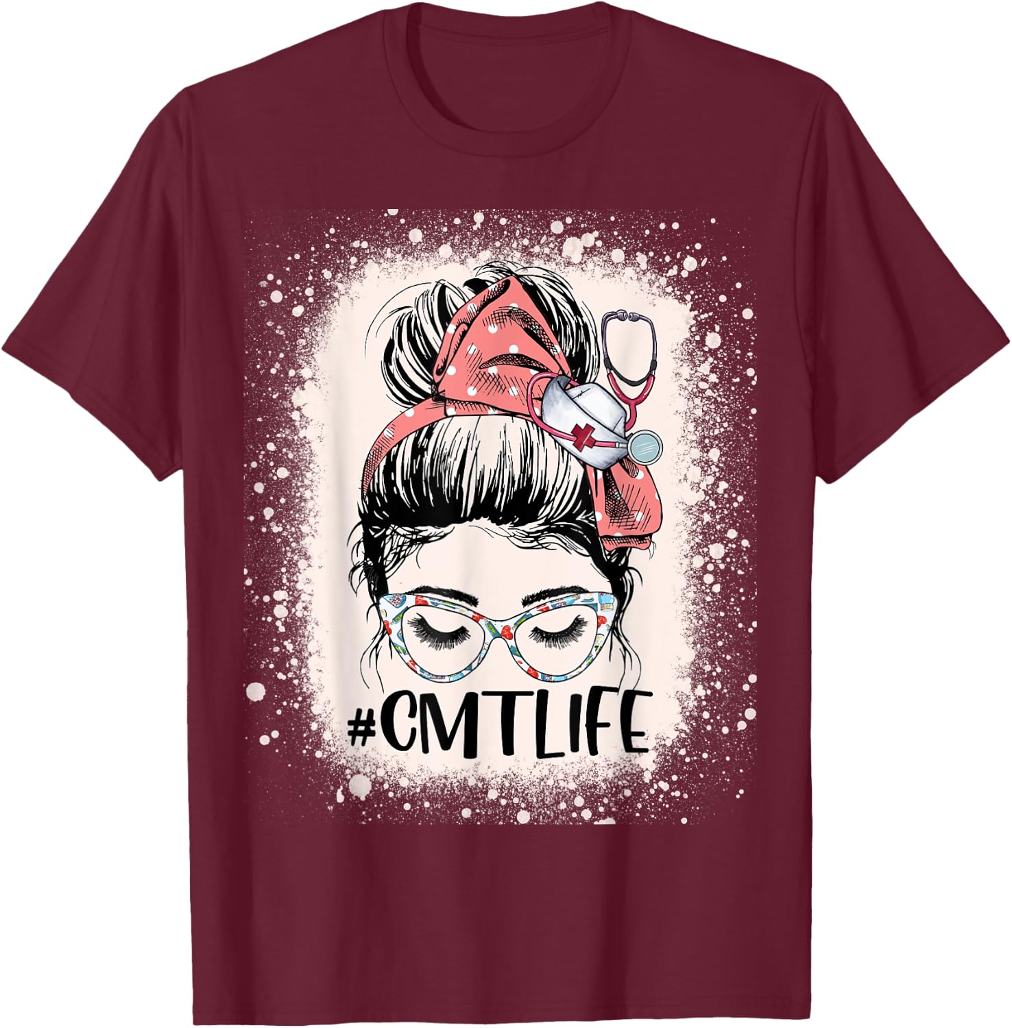 Certified Massage Therapist CMT Life Messy Bun Therapist T-Shirt - T-Shirt | Maroon