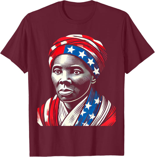 Harriet Tubman Underground Railroad American Hero Design T-Shirt - T-Shirt | Maroon