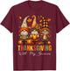 Thanksgiving with My Gnomies Thanksgiving Women Men Pumpkin T-Shirt - T-Shirt | Maroon
