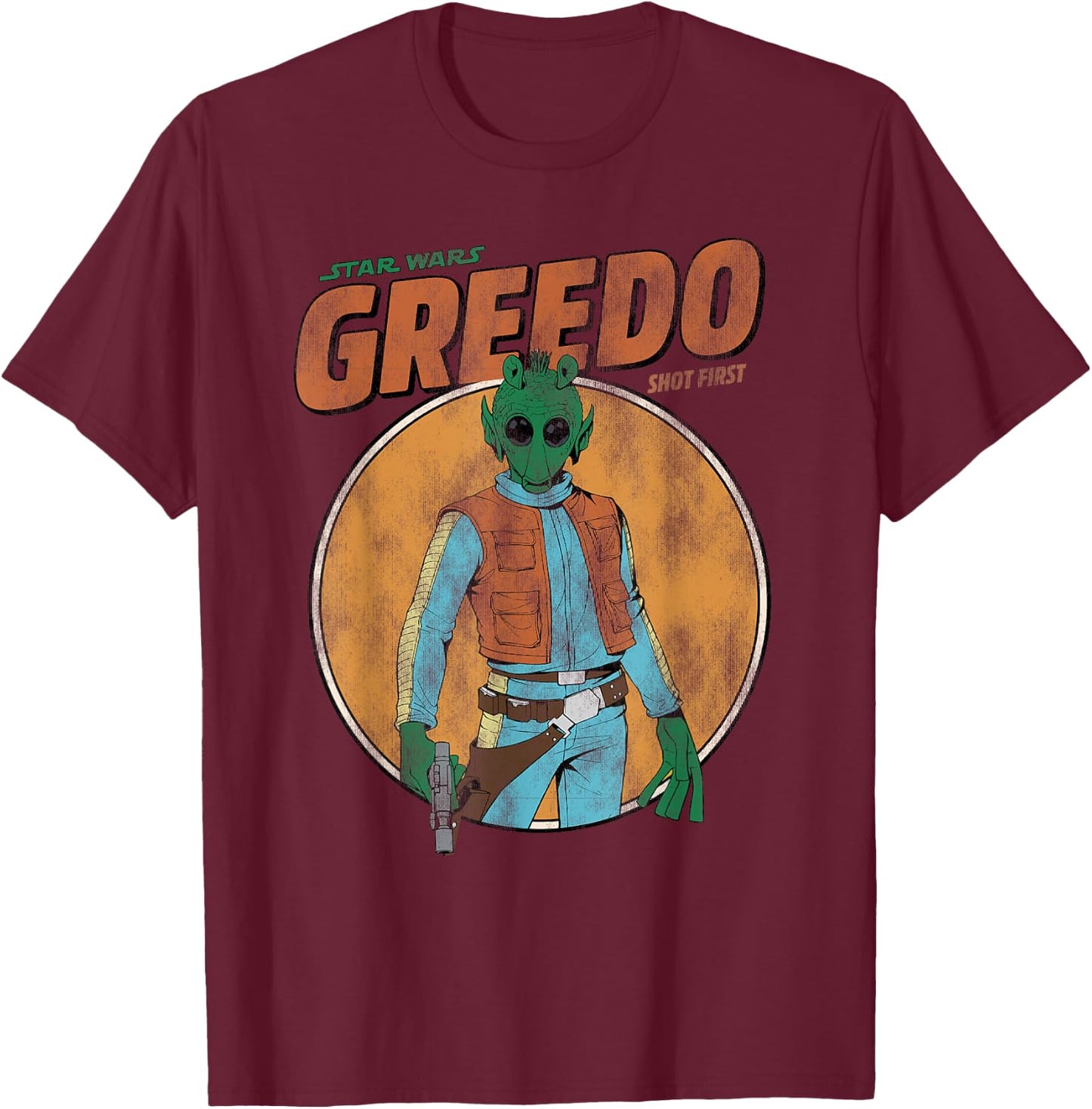 Star Wars Greedo Shot First Retro T-Shirt - T-Shirt | Maroon