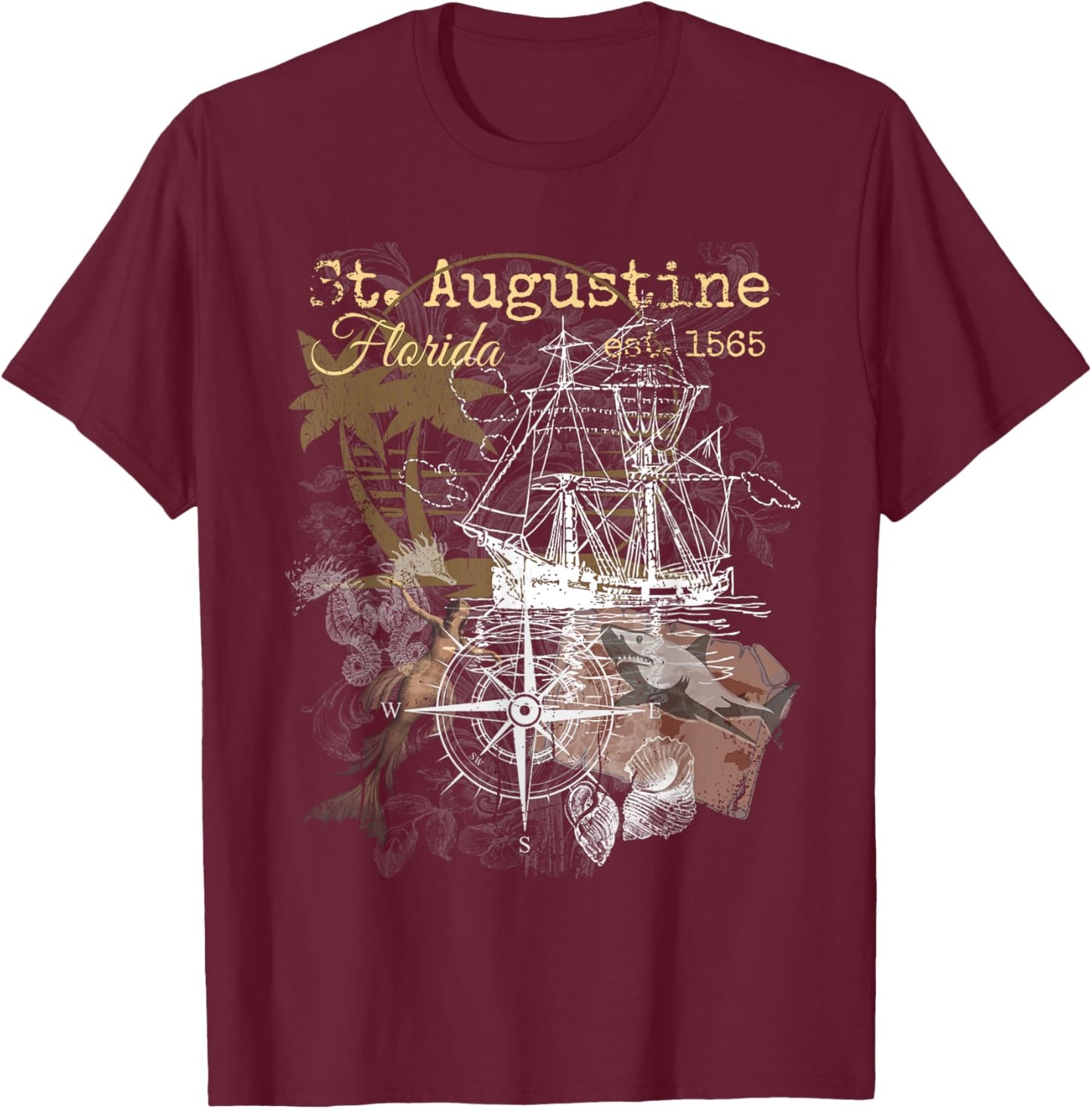 Vintage St Augustine Florida Shirt Old Historic 1565 T-Shirt - T-Shirt | Maroon