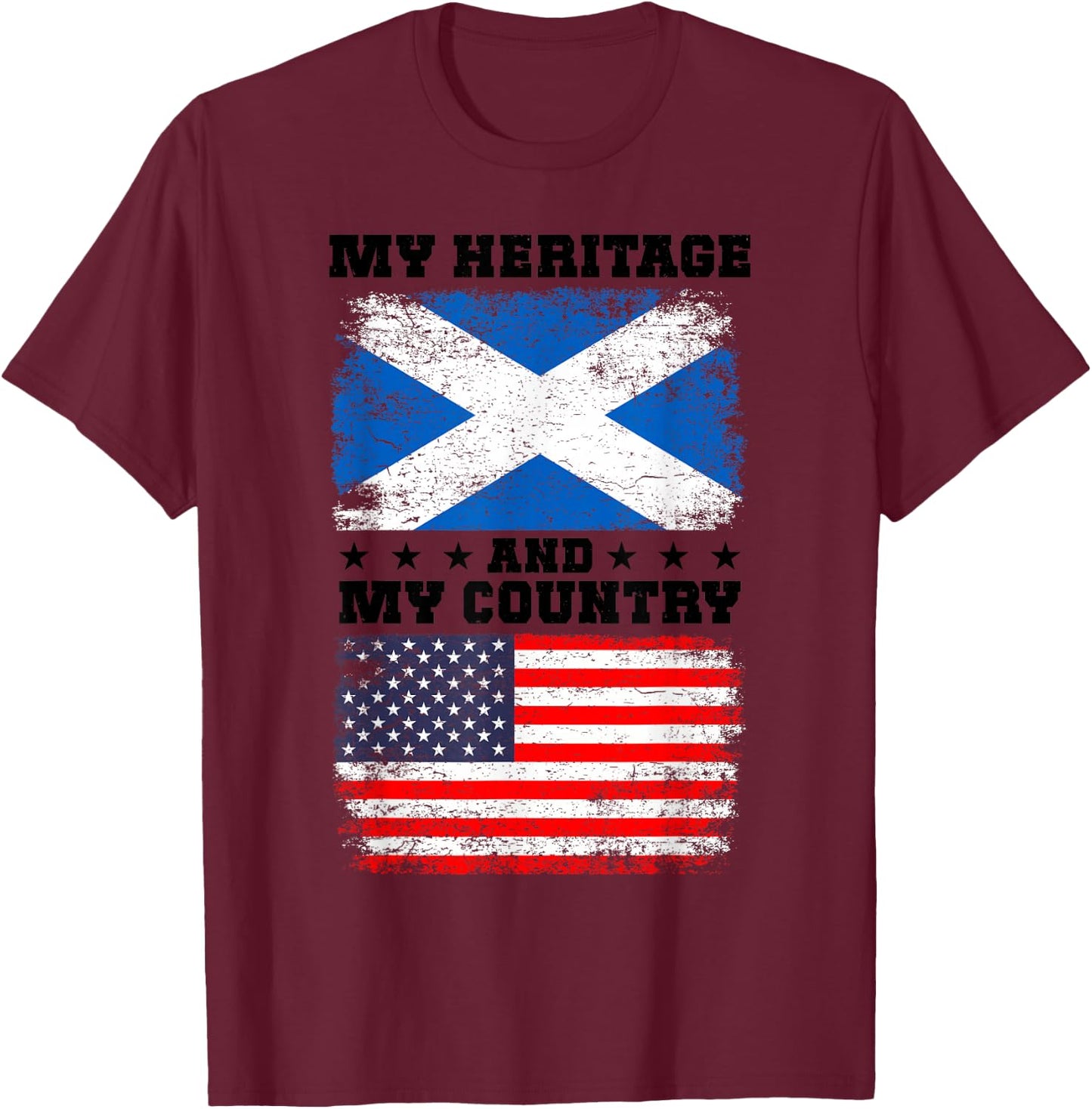 Scotish Heritage Uniform American Outfit US Scotland Flag T-Shirt - T-Shirt | Maroon