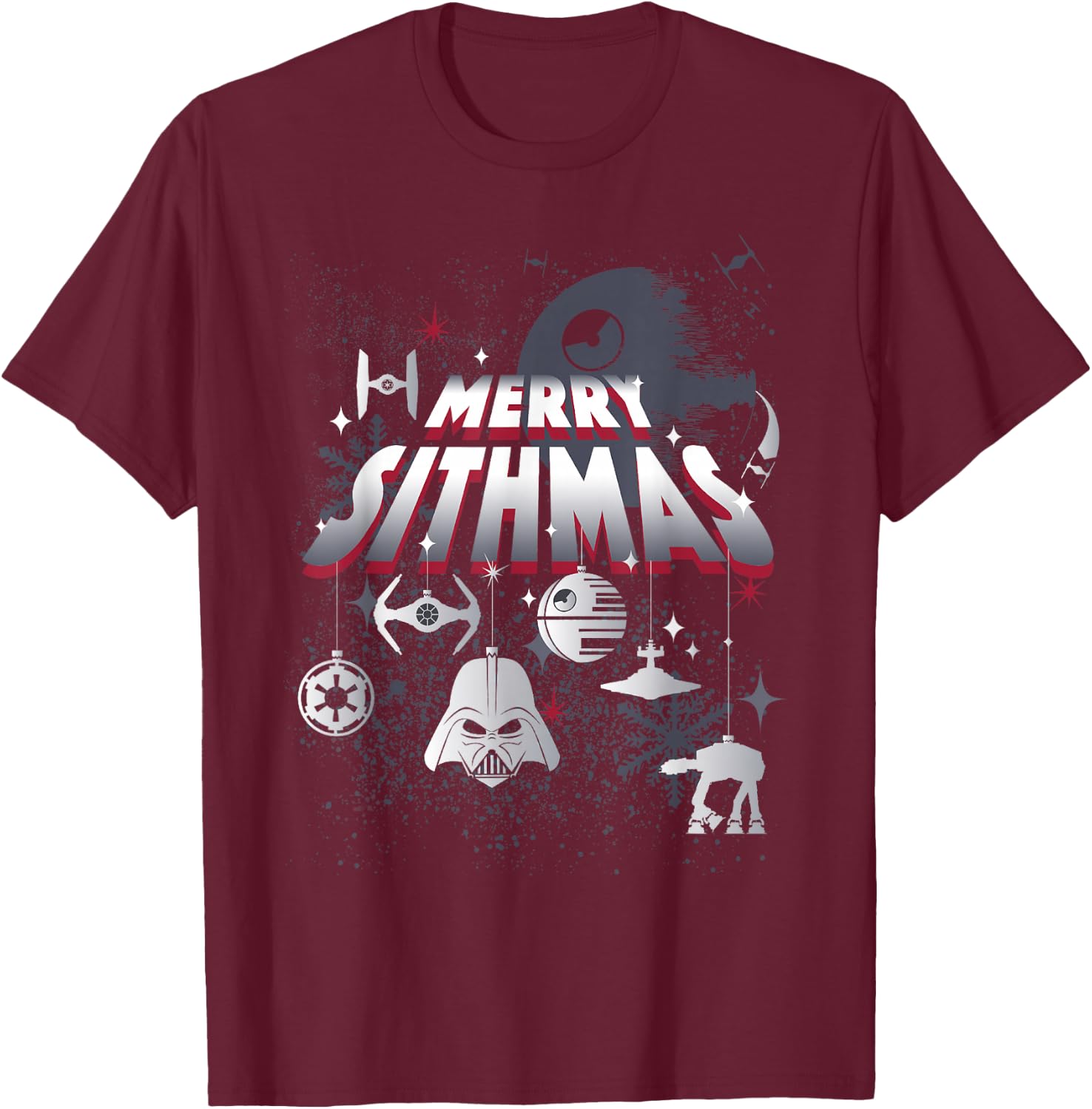 Star Wars Christmas Dark Side Group Shot Merry Sithmas T-Shirt - T-Shirt | Maroon