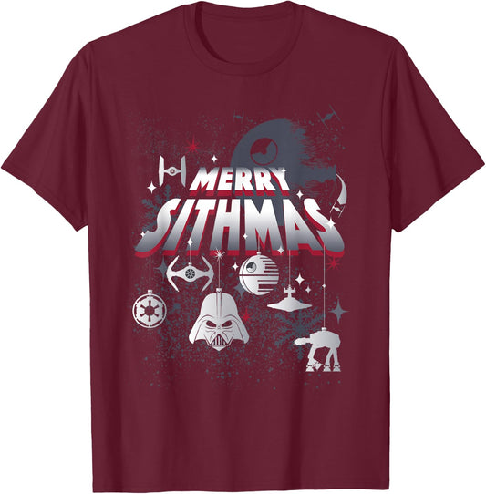Star Wars Christmas Dark Side Group Shot Merry Sithmas T-Shirt - T-Shirt | Maroon