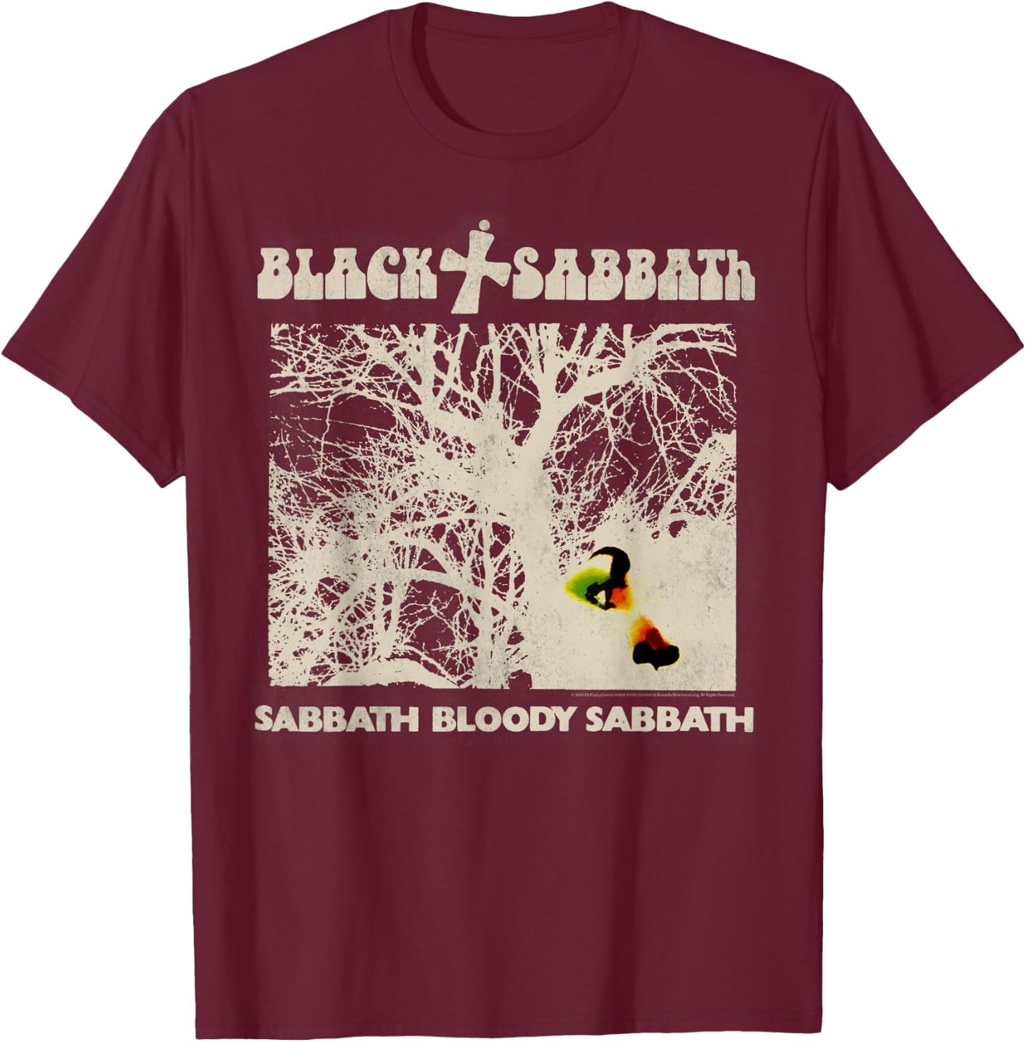 Black Sabbath Official Vintage Negative T-Shirt - T-Shirt | Maroon