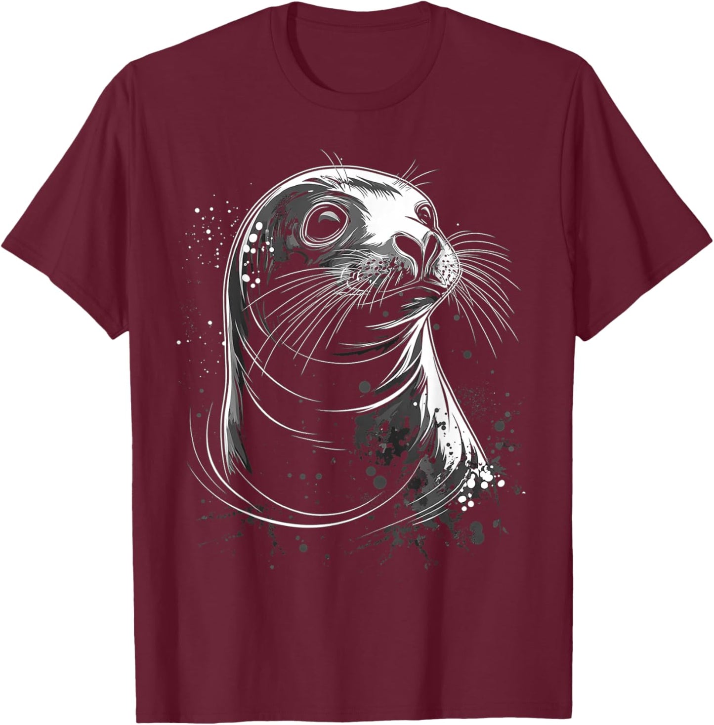 Seal Animal Graphic Artwork Seal T-Shirt - T-Shirt | Maroon