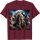 Indianer Tiere Mond Indianer mit Wolf Damen Schwarz S EU 38/40 T-Shirt - T-Shirt | Maroon