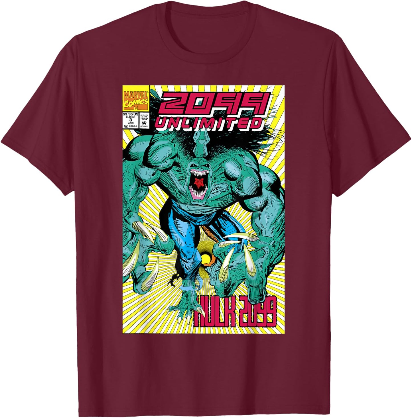 Marvel Hulk 2099 Comic Cover T-Shirt - T-Shirt | Maroon