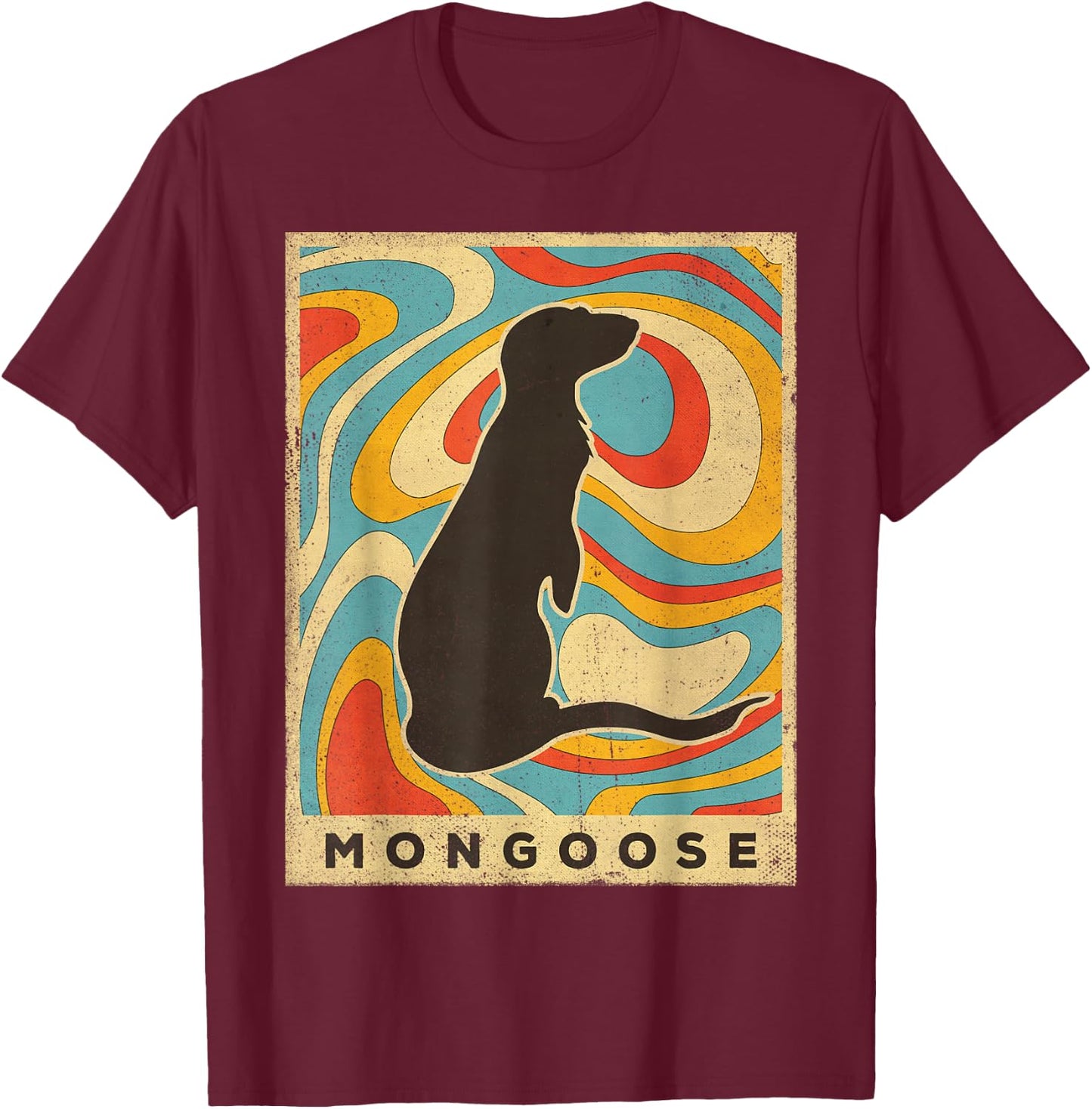 Vintage Mongoose Lover Animal Retro Style T-Shirt - T-Shirt | Maroon