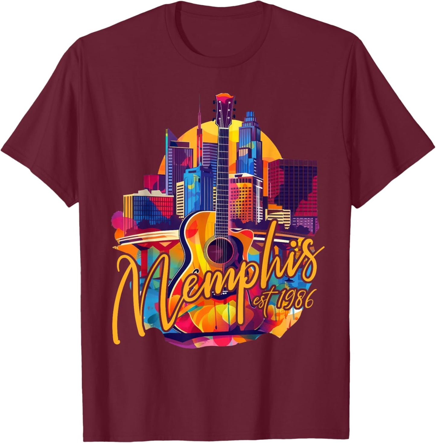 Memphis Tennessee TN | Skyline T-Shirt - T-Shirt | Maroon