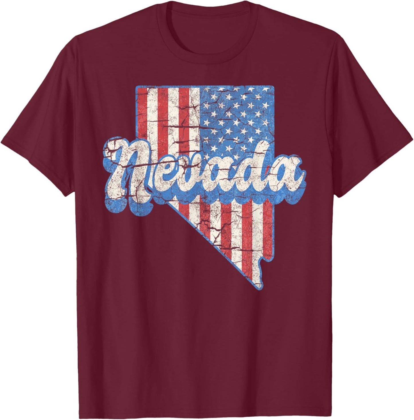 Silver Nevada State NV Vacation US Flag Camping Hiking T-Shirt - T-Shirt | Maroon