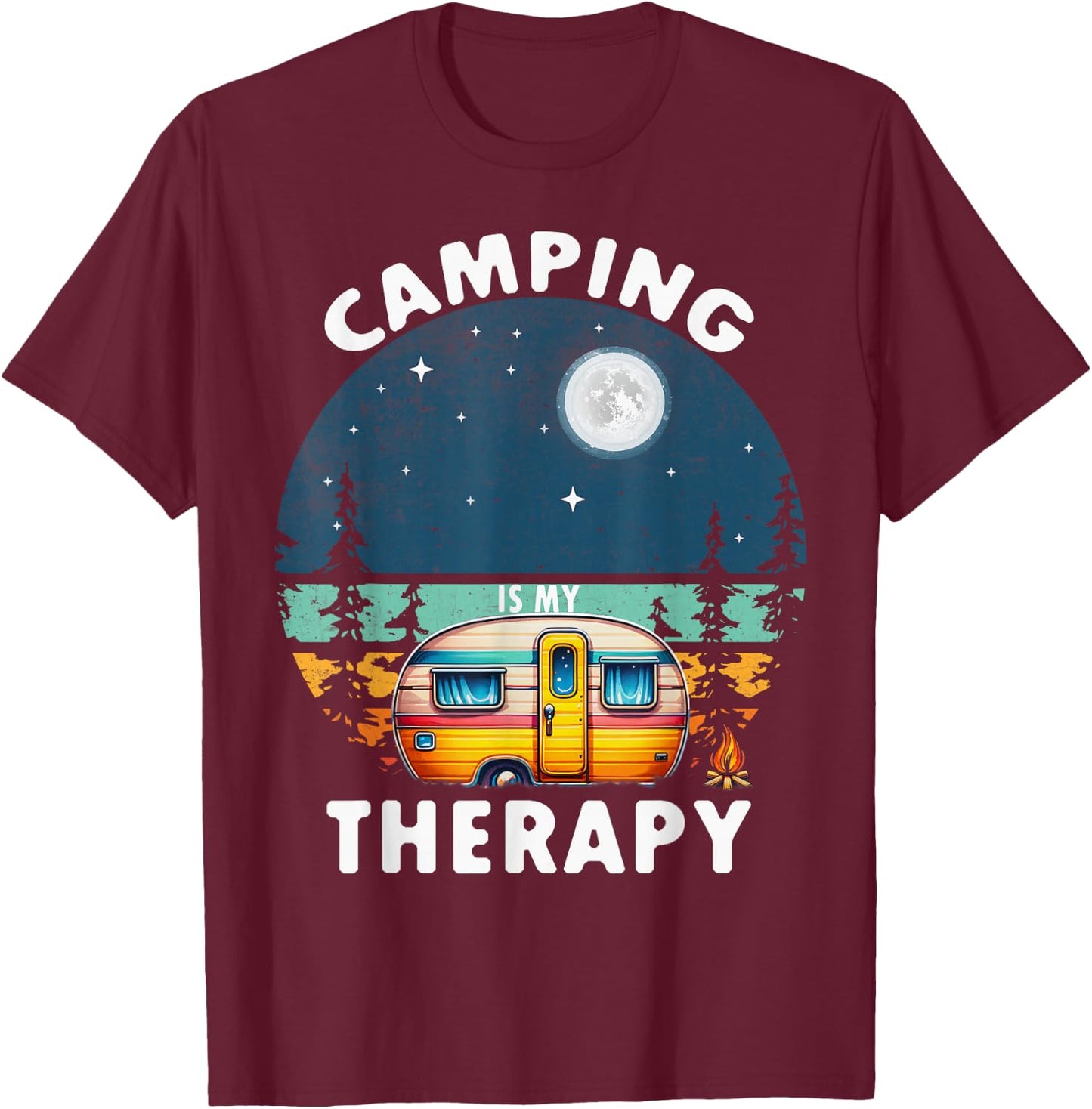 Camping Is My Therapy T-Shirt - T-Shirt | Maroon