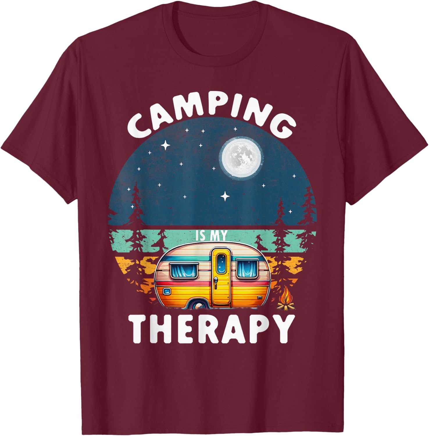 Camping Is My Therapy T-Shirt - T-Shirt | Maroon