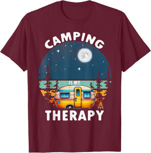 Camping Is My Therapy T-Shirt - T-Shirt | Maroon