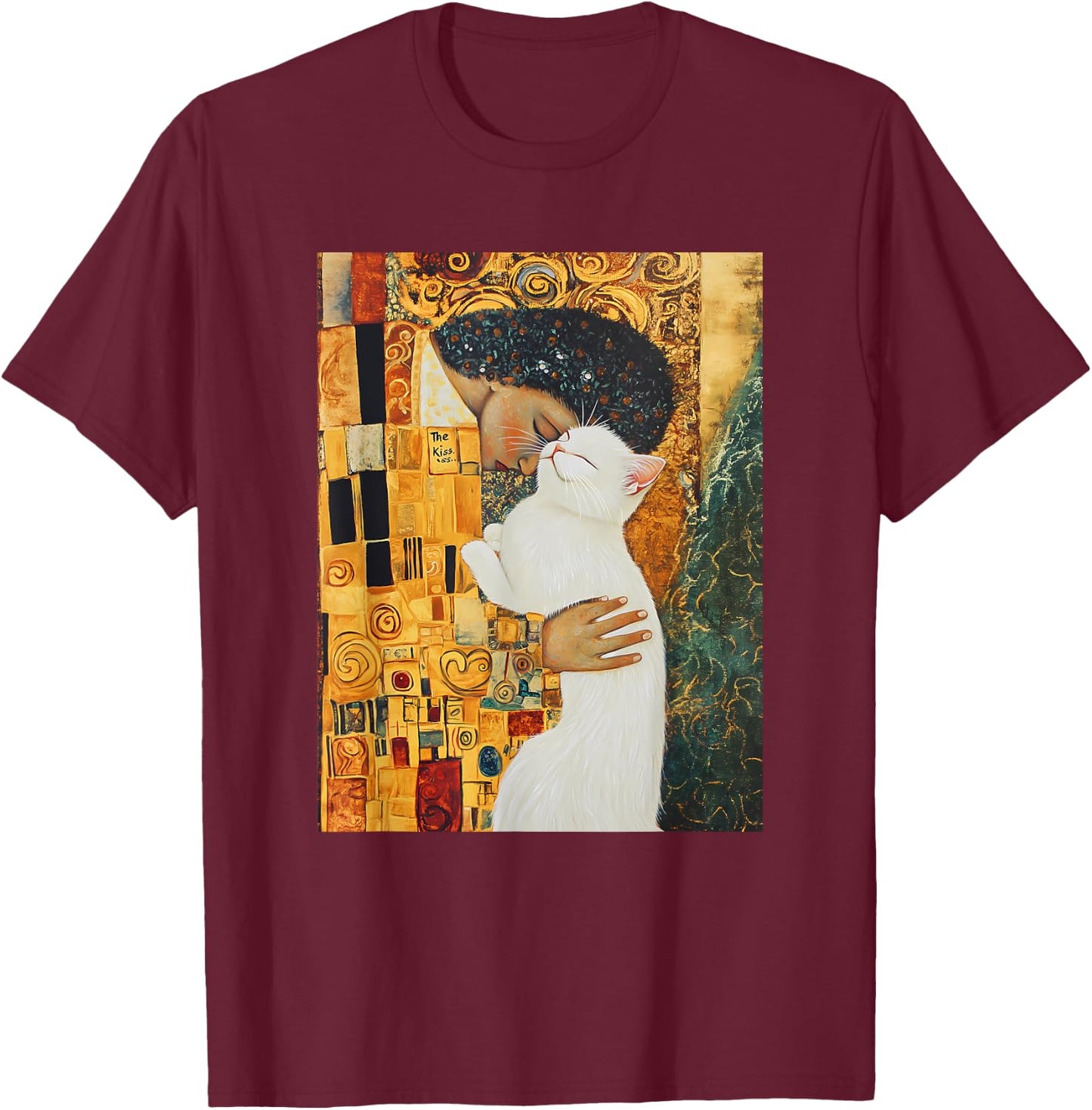 Klimt’s The Kiss Cat Lover Parody Klimt Style Women T-Shirt - T-Shirt | Maroon