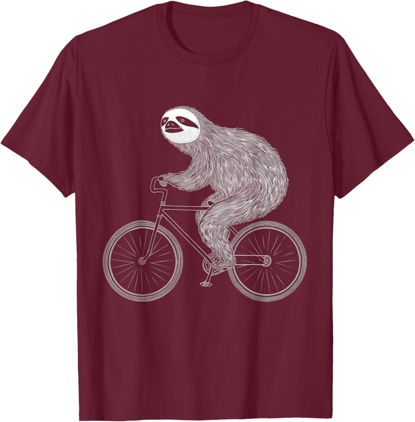 Sloth Riding Bike Funny Cycling Animal Bicycle Sloth Lover T-Shirt - T-Shirt | Maroon