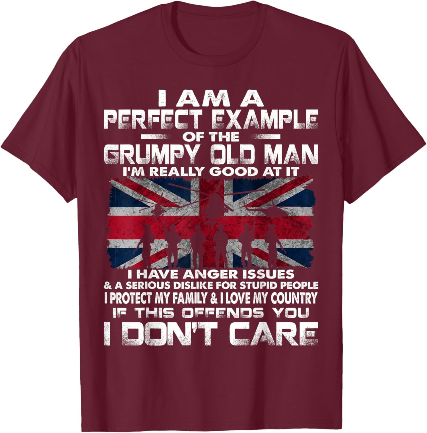 British Army Veteran Soldier Flag UK Armed Forces T-Shirt - T-Shirt | Maroon
