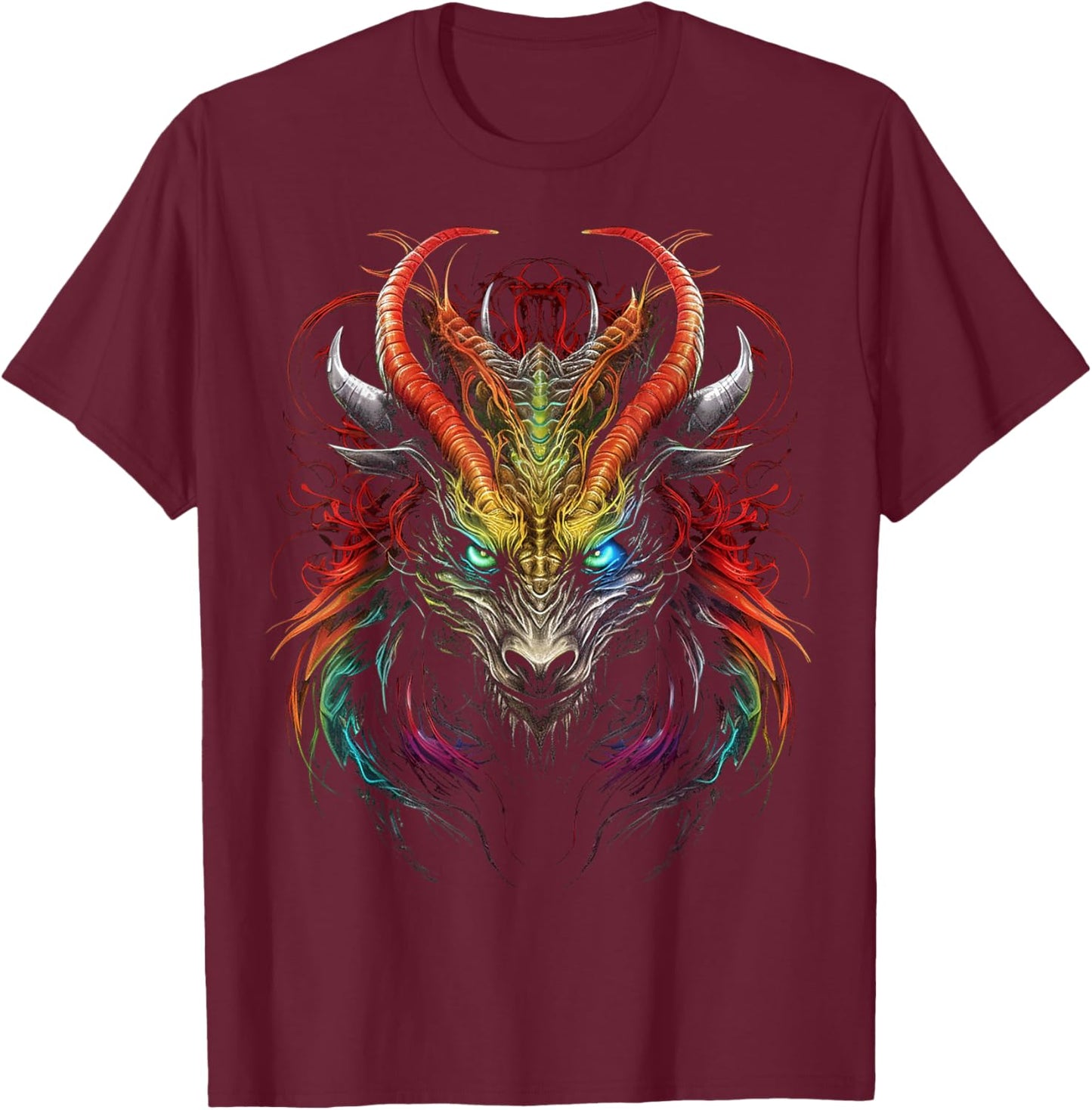 Dragon Abstract Colorful Animal Art Graphic Dragon T-Shirt - T-Shirt | Maroon