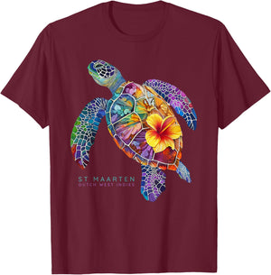St. Maarten Sea Turtle Dutch West Indies St. Martin Vacation T-Shirt - T-Shirt | Maroon