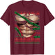 Christmas Fake Muscles Ripped Torn Chest Six Pack Abs Ugly T-Shirt - T-Shirt | Maroon