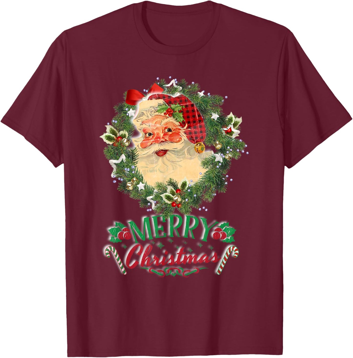 Vintage Santa Claus St Nicholas Old Fashioned Christmas T-Shirt - T-Shirt | Maroon