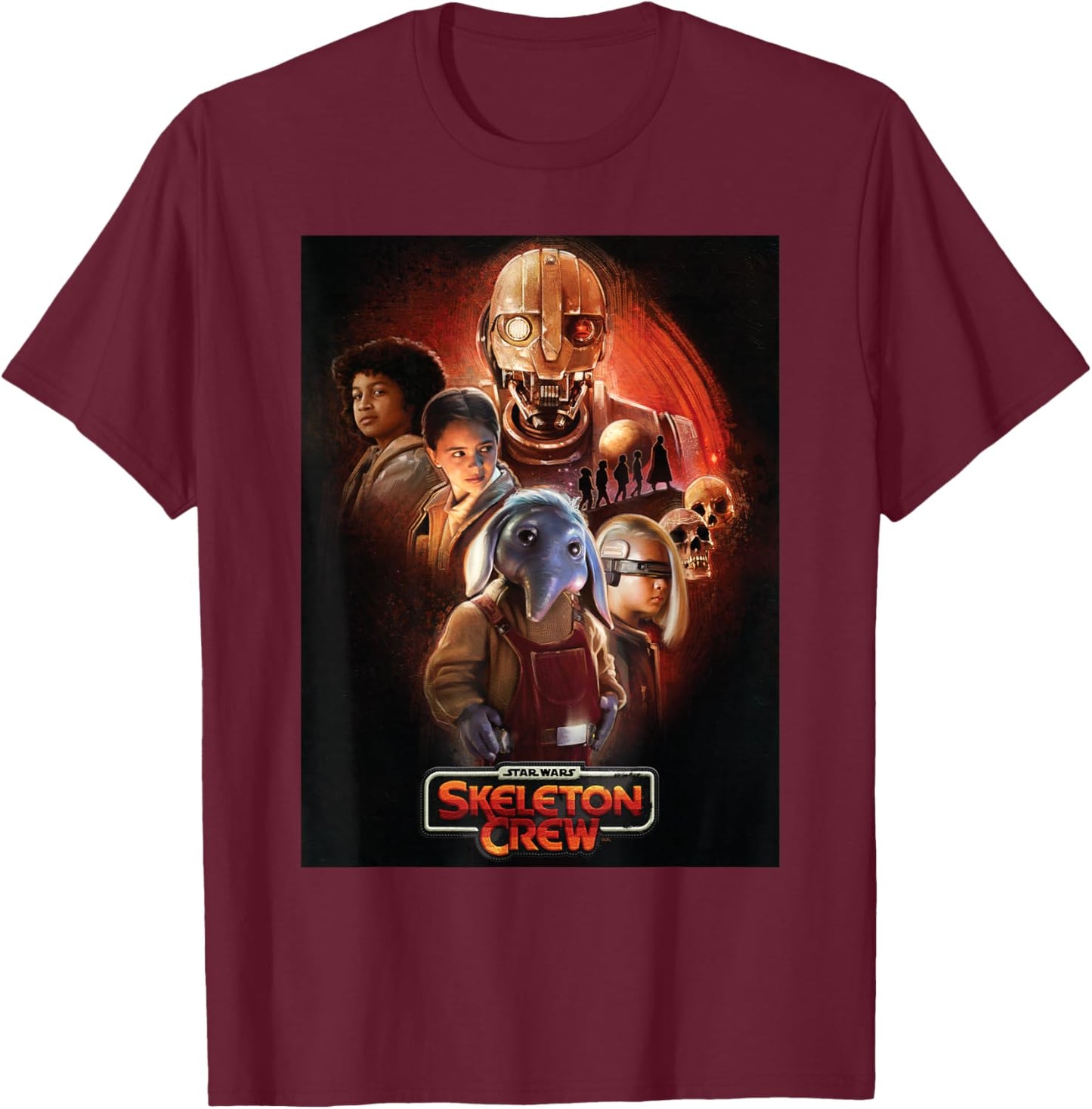 Star Wars Skeleton Crew Official Poster Art and Logo Disney+ T-Shirt - T-Shirt | Maroon