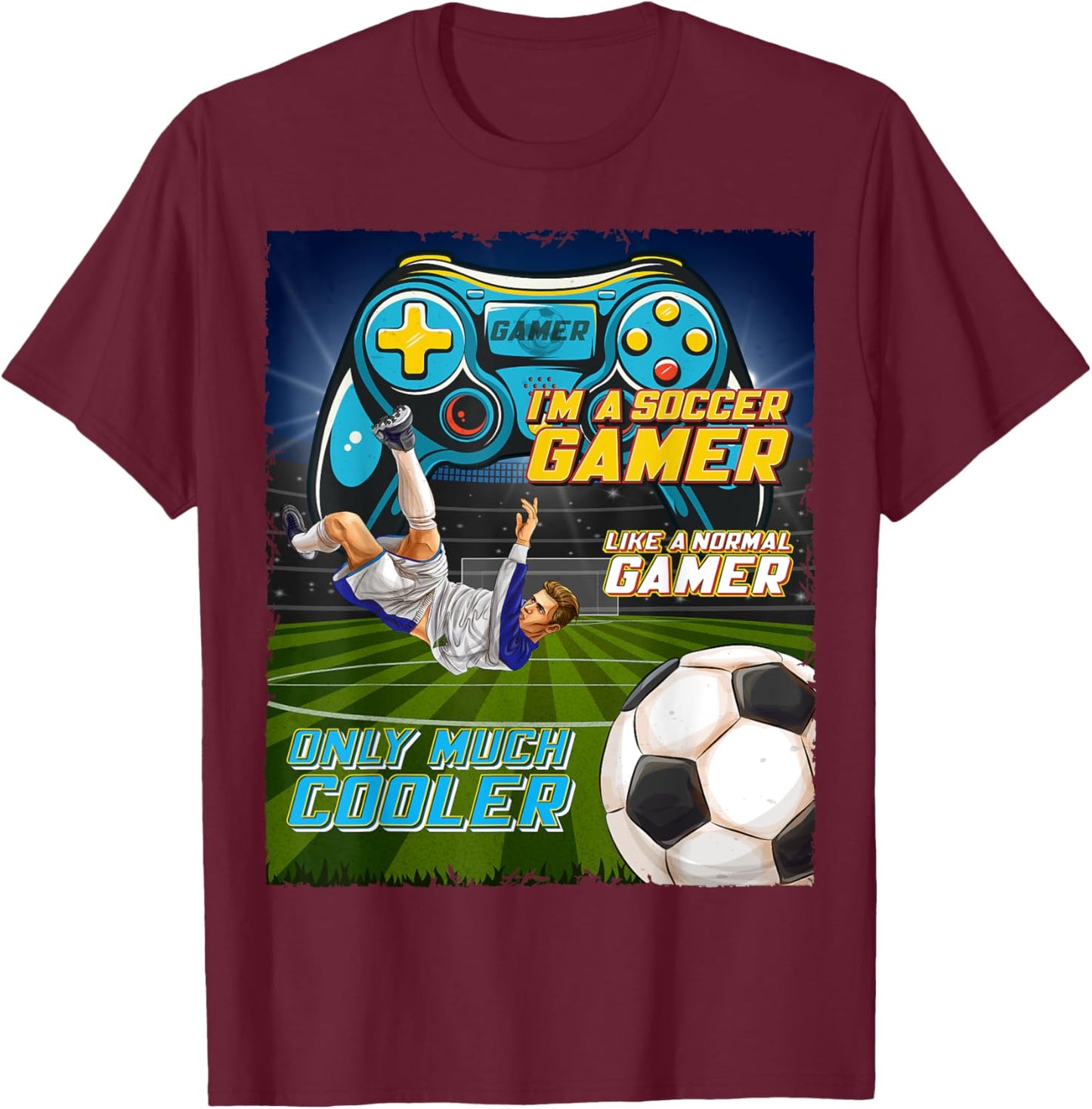 Soccer Gamer Soccer Video Games Soccer Video Gaming T-Shirt - T-Shirt | Maroon