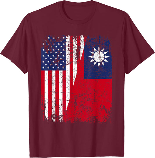 TAIWANESE American Flag | Men Women Kids | TAIWAN T-Shirt - T-Shirt | Maroon