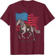 Cartba Horse Co. Horse Lover Equestrian American Flag Vintage Graphic T-Shirt - T-Shirt | Maroon