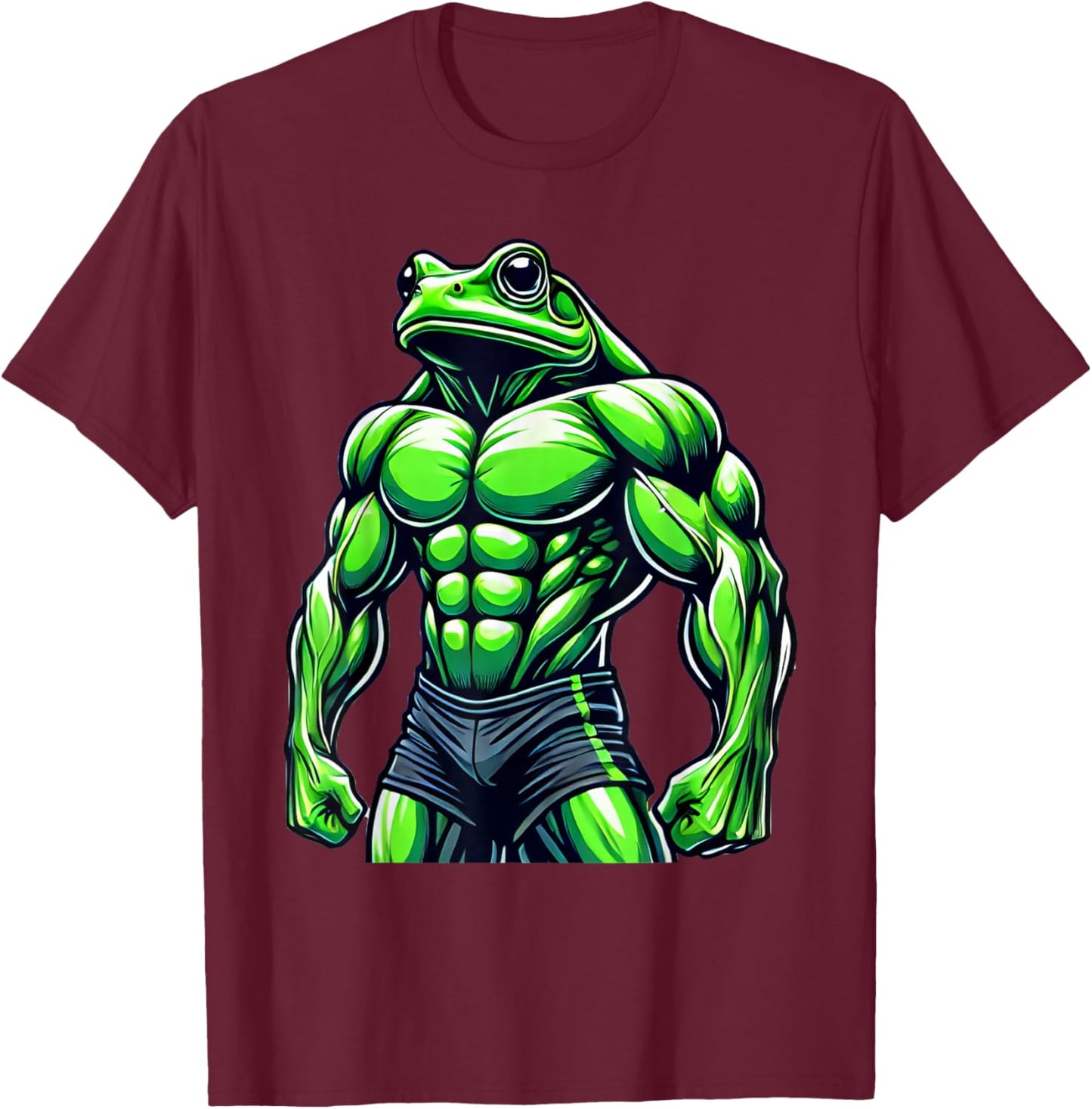 Muscular Frog Powerlifting Weightlifting Gym Workout T-Shirt - T-Shirt | Maroon