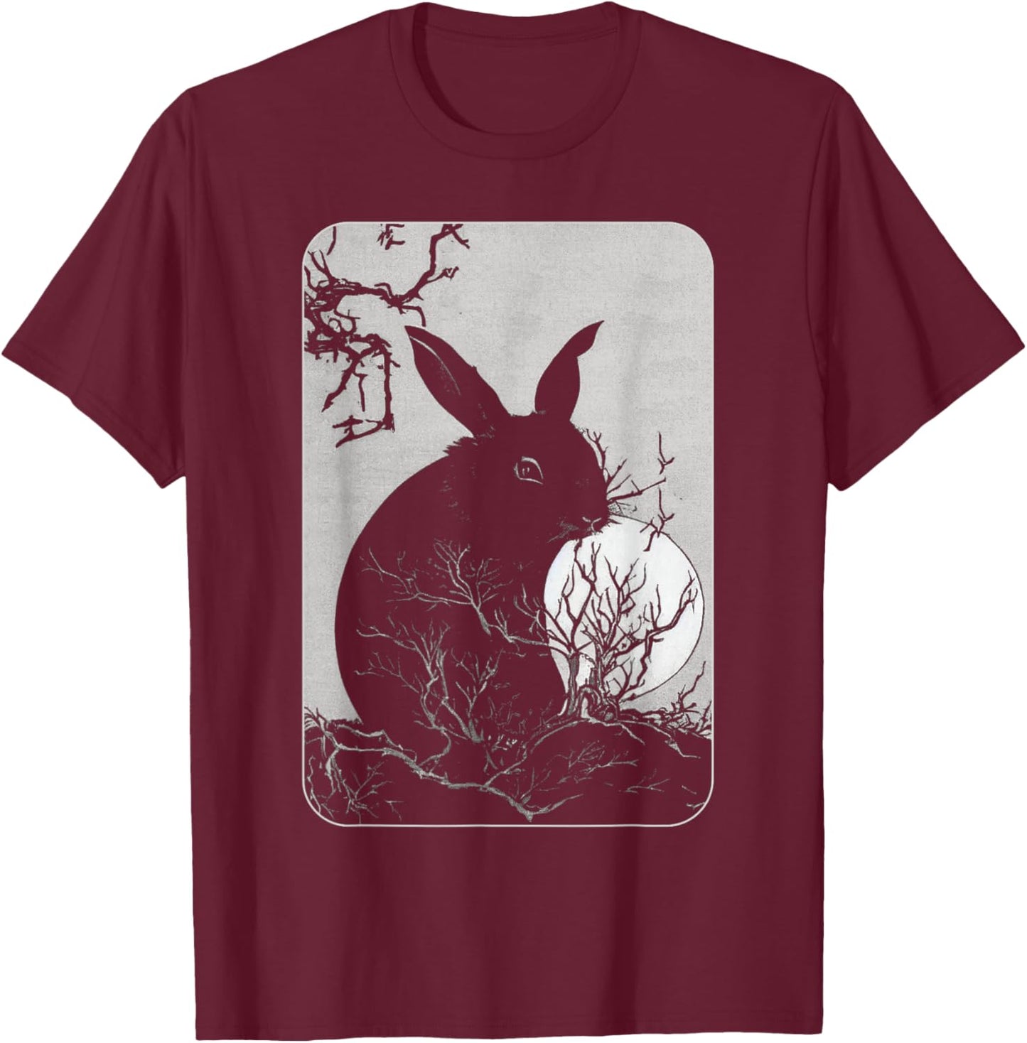 Rabbit Lover, Rabbit and Moon T-Shirt - T-Shirt | Maroon