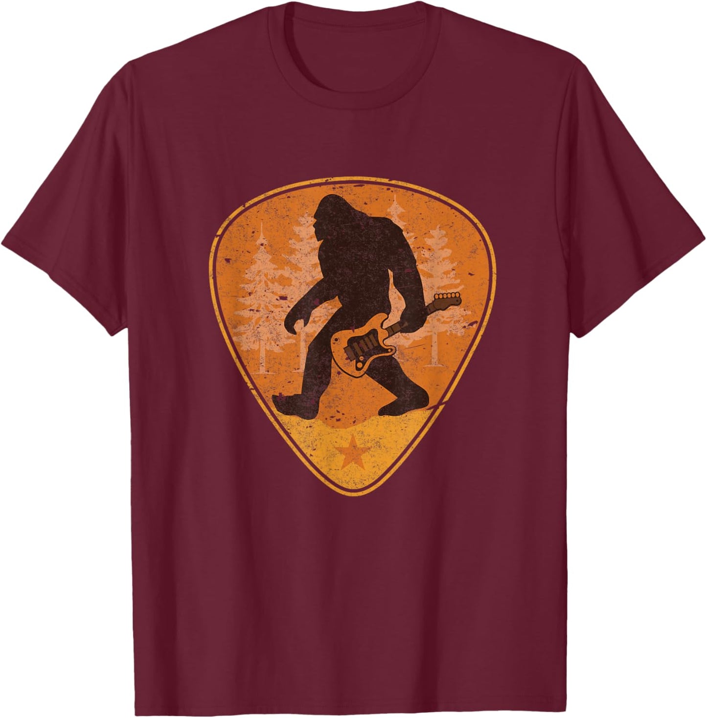 Bigfoot Guitar Sasquatch Yeti Shirt Guitarist Music Men T-Shirt - T-Shirt | Maroon