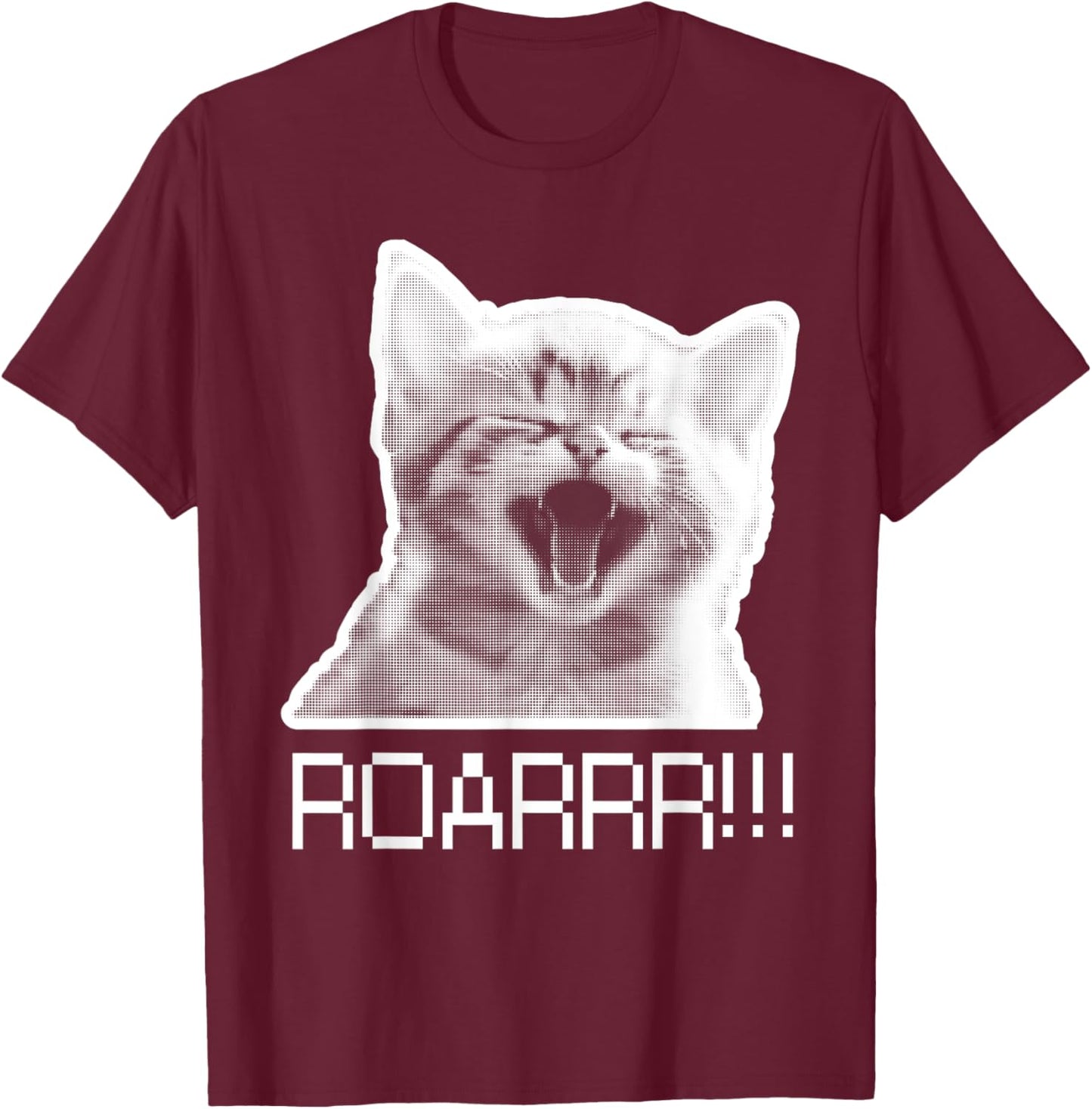 Roarr! Cute Kitten roars Cat Lover retro pixel Design funny T-Shirt - T-Shirt | Maroon