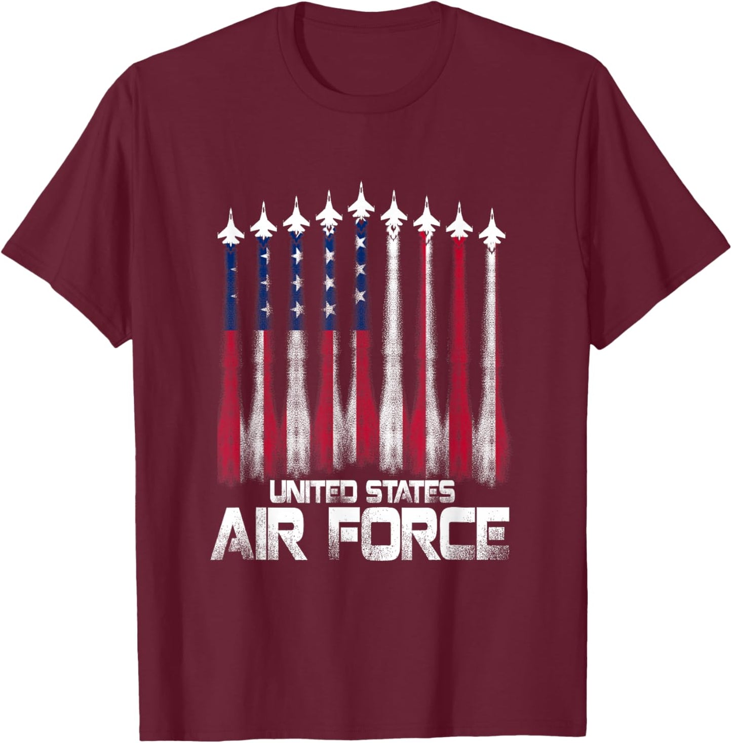 Air Force US Veterans American Flag 4th of July Patriotic T-Shirt - T-Shirt | Maroon