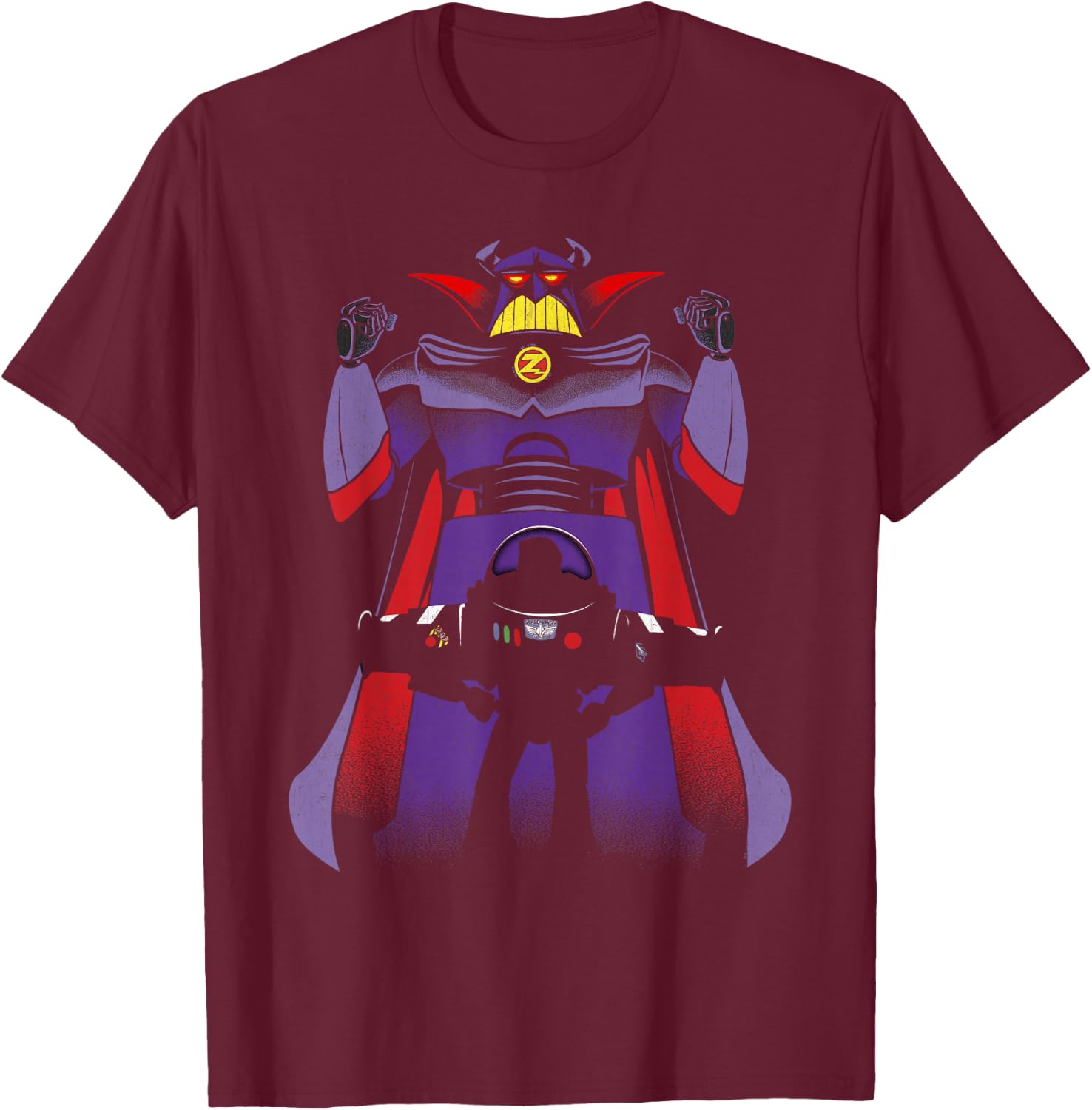 Disney Pixar Toy Story Zurg Behind Buzz Lightyear T-Shirt - T-Shirt | Maroon