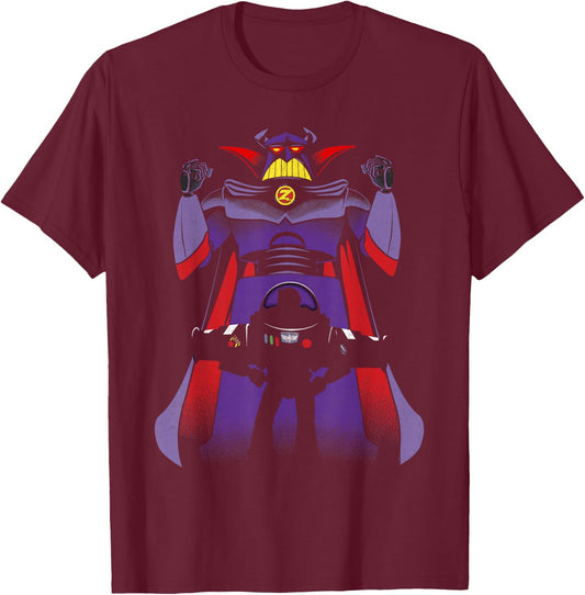 Disney Pixar Toy Story Zurg Behind Buzz Lightyear T-Shirt - T-Shirt | Maroon