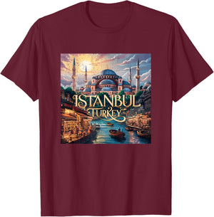 Vintage Istanbul Turkey T-Shirt - T-Shirt | Maroon