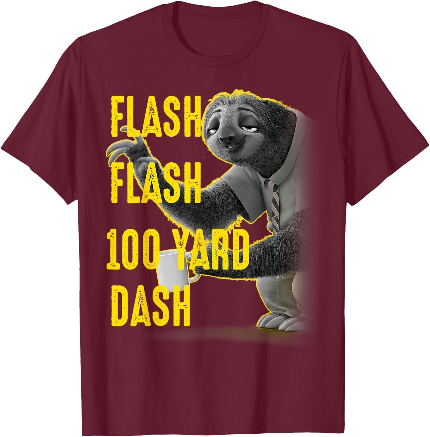Disney Zootopia Flash Flash 100 Yard Dash Portrait T-Shirt - T-Shirt | Maroon