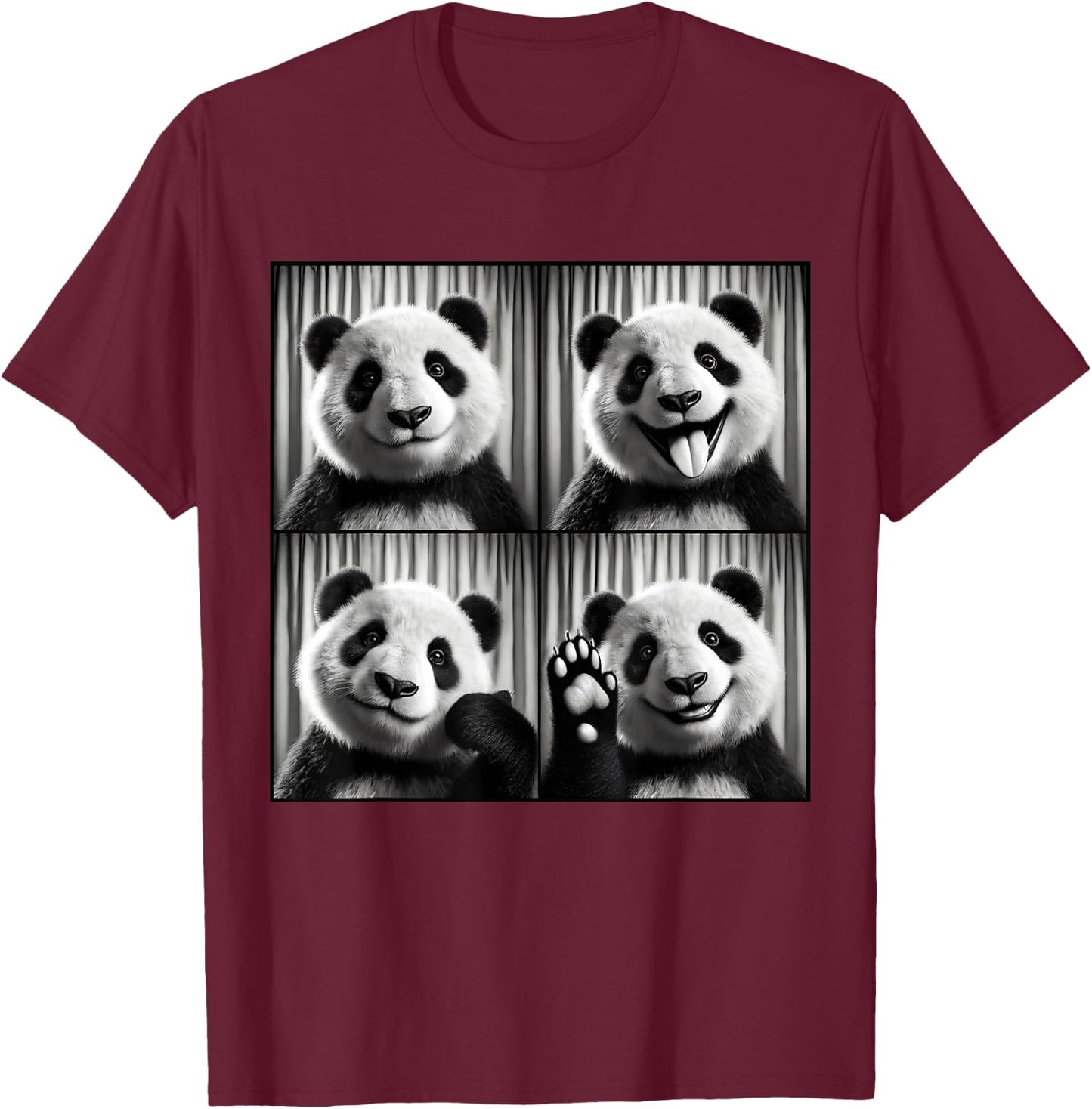 Cute Panda Selfie Photo Funny Photobooth Panda Lover T-Shirt - T-Shirt | Maroon
